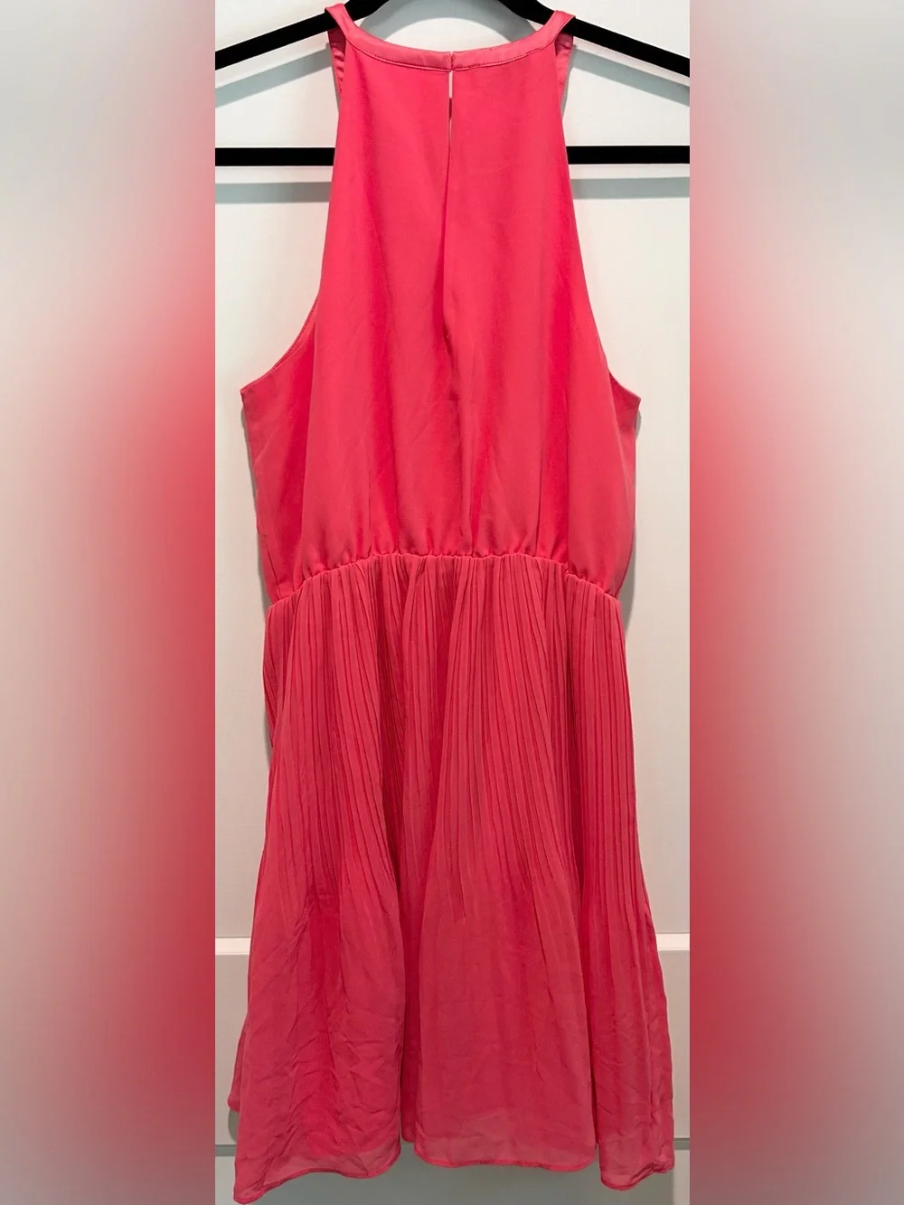 Bebe Coral Pink Pleated Halter Dress XS Fit & Flare Cocktail Party Mini - Picture 10 of 10